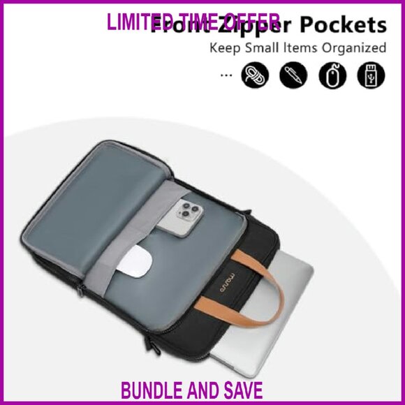 Vertical Laptop Shoulder Bag 15.6 Inch Messenger with Multiple Pockets - Picture 5 of 8